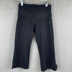 Adidas Climalite Black Cropped Capri Leggings Mesh Detail Activewear V37483 XS